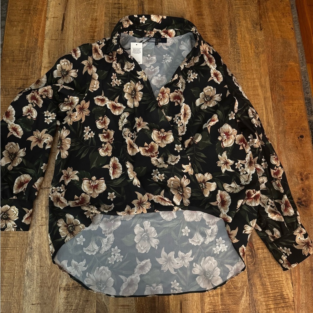 Rachel Roy Floral high hi low top shirts Blouse XL NEW NWT extra large